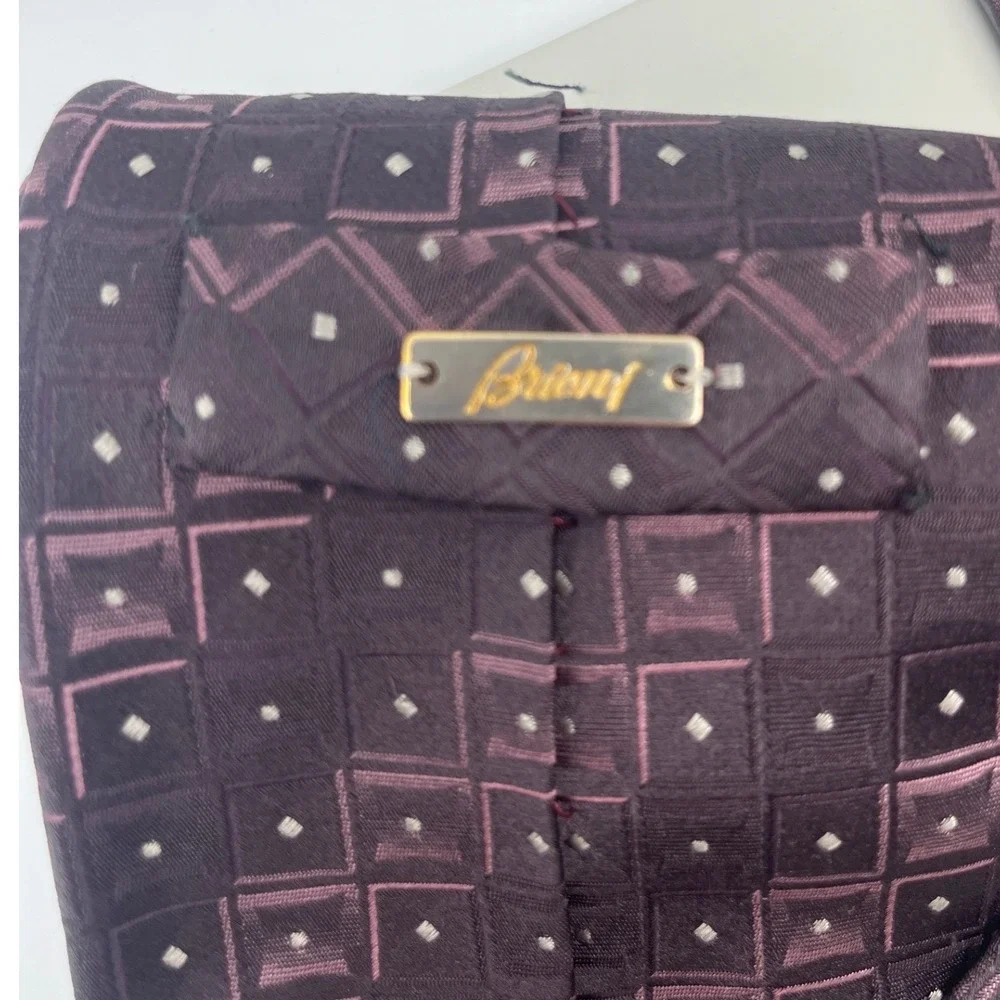 Vintage Brioni‎ Handmade Silk Tie Italy Geometric Deep purple Classic Luxury